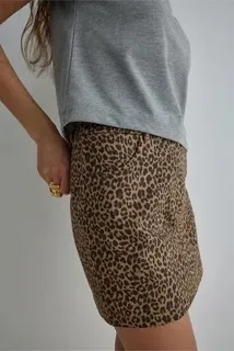 Leopard-Print Mini Skirt