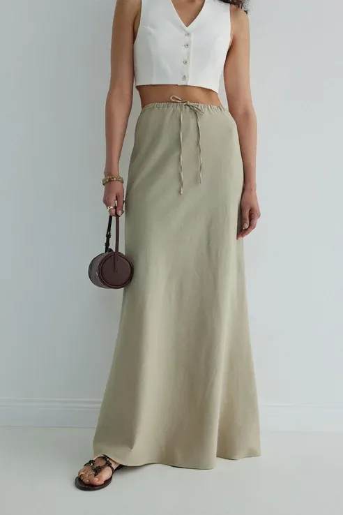 Merve Linen Maxi Skirt